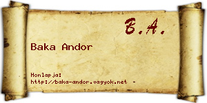 Baka Andor névjegykártya