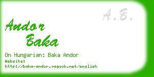 andor baka business card